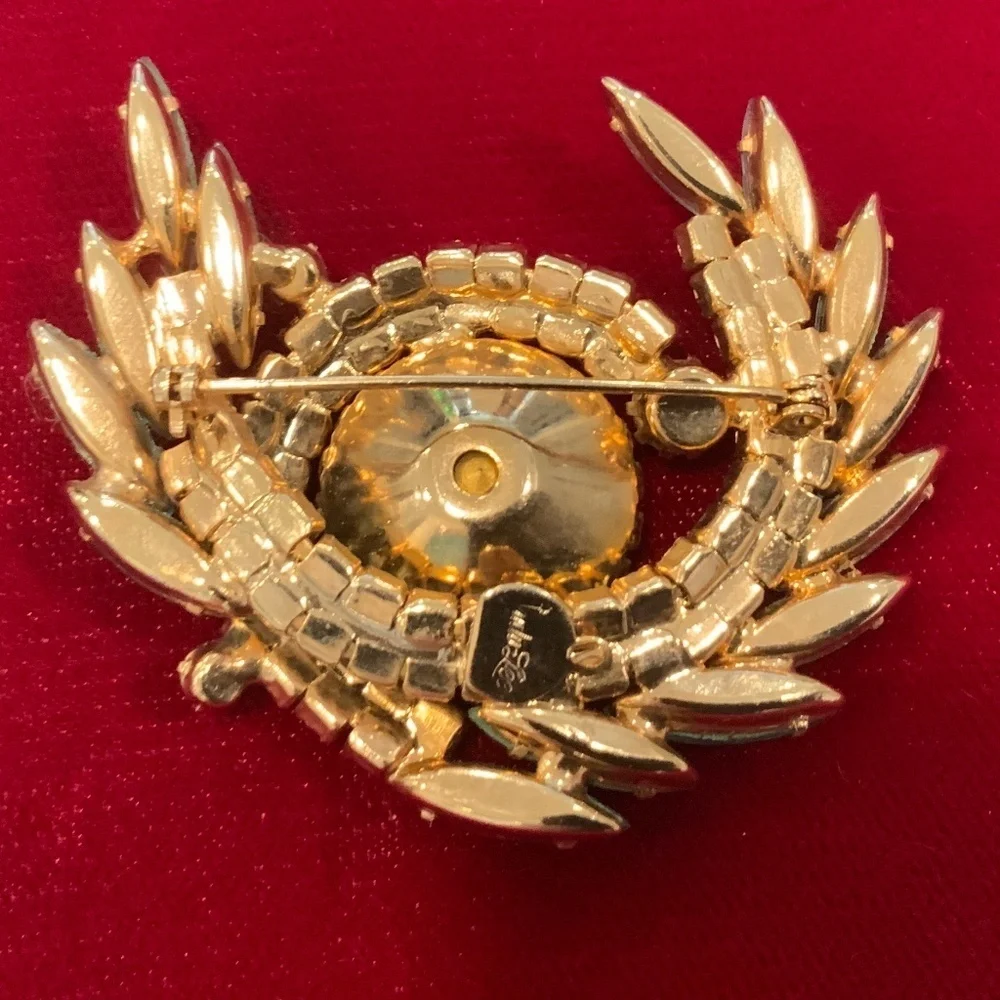 Vintage Signed Judy Lee Signed Blue Rhinestone Brooch